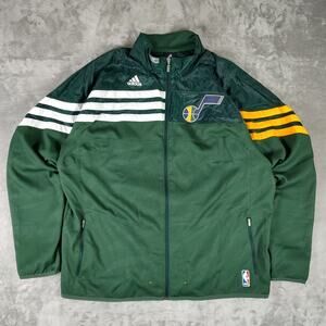 Y2K Adidas Utah Jazz NBA sportswear athletic streetwear full zip jacket mens 3XL
